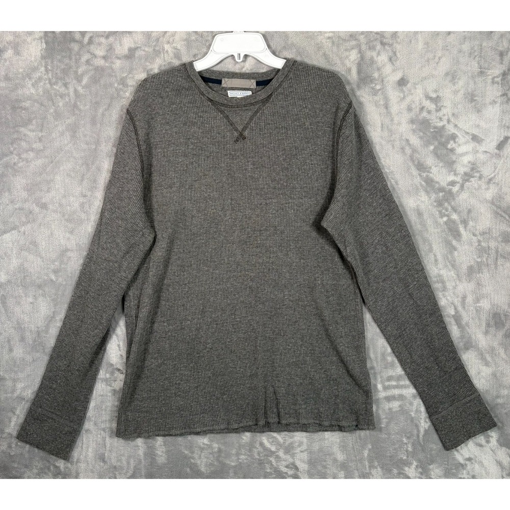 J Crew Wallace & Barnes Cotton Waffle Thermal Crewneck Shirt Mens XL Gray Knit
